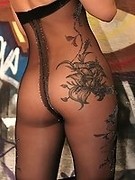 Sexy black patterned pantyhose and high heels