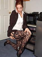 Amateur woman in pantyhose and heels