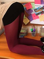 Teen secretary opaque nylons and heels