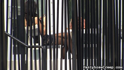 Private model in sheer pantyhose voyeur